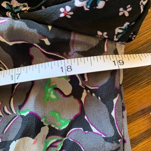 Rebecca Taylor Blouse SILK sz 6 Multicolor Floral Ruffles Mix Print Victorian - Picture 6 of 7